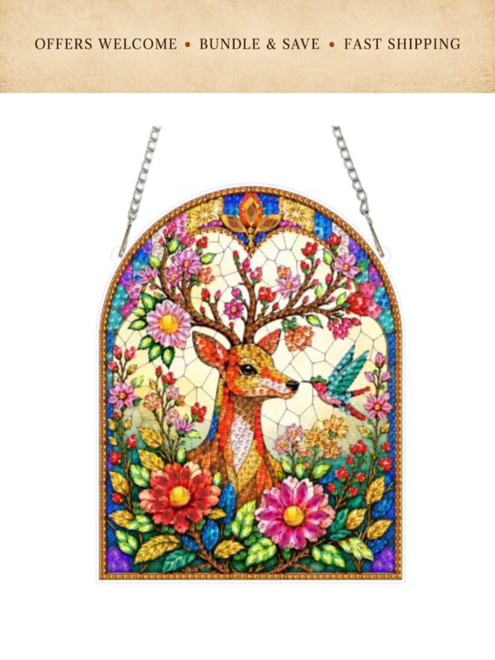 Diamond Art Kit for Adults Pearl Deer 5.9x7.7 Inch DIY Hanging Craft Kit